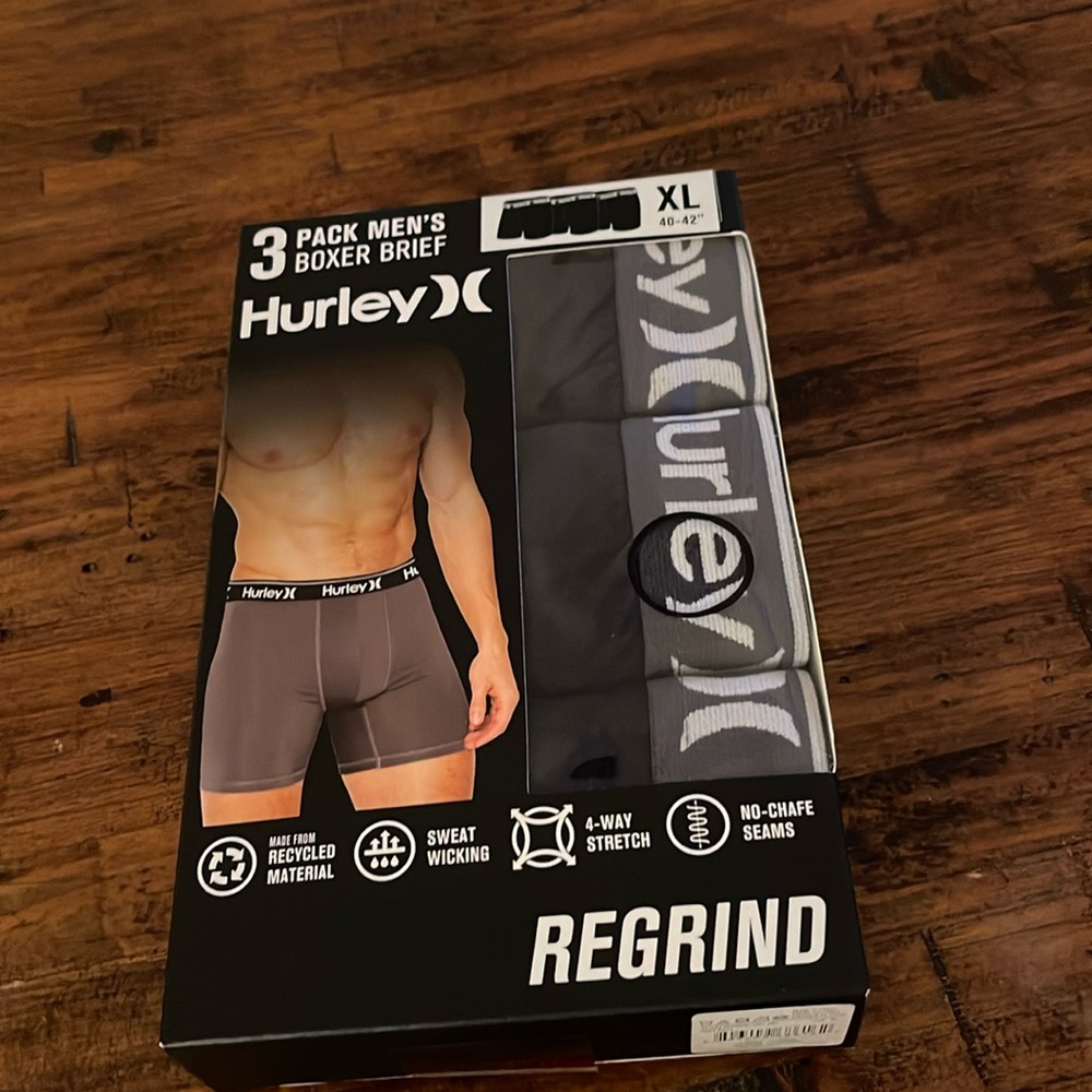 Hurley 3 Pack Boxer Briefs XL All Black